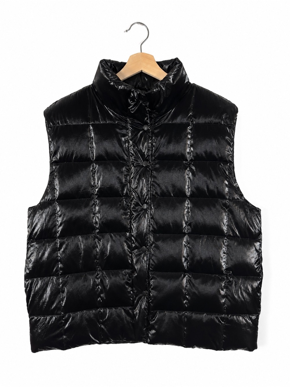 Elodie Glossy Black Puffer Vest Bubble Gilet Size XL Streetwear Gorpcore Fall